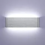 Lightsjoy Wandleuchte Innen 16W LED Wandlampe Moderne Wandleuchten 6000K Kaltweiss Wandlampen IP44 Up and Down Wandbeleuchtung Aluminium Flurlampe Wand für Wohnzimmer Schlafzimmer Treppen Silber