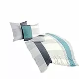Bierbaum Bettwäsche 4643, Mako-Satin, Designed in Germany, ozean 15, 135x200 + 80x80 cm