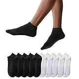 YouShow Sneaker Socken Herren Damen 10 Paar Kurze Halbsocken Quarter Baumwolle Unisex(Schwarz und Weiß,43-46)