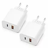 USB C Ladegerät 25W mit USB Adapter [ 2 in 1 ] 2er Pack Ladeadapter für iPhone/iPad/Kopfhörer/Handy Netzteil Mehrfach Ladestecker PD 3.0 Schnellladegerät Steckdose usbc Stecker Charger,Ohne Ladekabel