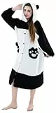 corimori Kuschel Deckenmantel mit Kapuze, Flauschiger Oversize Hausmantel, Pink, Braun, Panda Design, Plüsch Loungewear mit Knöpfen, Gemütlicher Schlafmantel (Panda)