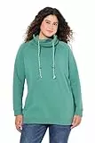 Ulla Popken Damen große Größen Übergrößen Bis 64, Sweatshirt mit Stehkragen, Pullover, Raglanform, Rippbündchen, Lange Ärmel, grün 58+ 713963434-58+