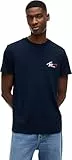 Tommy Jeans Herren T-Shirt Kurzarm Slim Sign Chest mit Logo, Blau (Dark Night Navy), XL