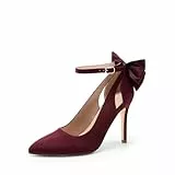 DREAM PAIRS Damen-Pumps mit geschlossener Zehenpartie,Size 37,Burgunderrotes Wildleder,SDPU2450W