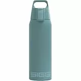 SIGG - Isolierte Trinkflasche - Thermosflasche Shield Therm One Morning Blue kohlensäurehaltige Getränke - Auslaufsicher - Spülmaschinenfest - BPA-frei - 90% recycelter Edelstahl - Graublau - 0,75L