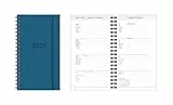 Idena 12089 - Taschenkalender 2026 im Format 8,7 x 15,3 cm, 1 Woche auf 2 Seiten, Terminkalender mit Hardcover Einband in Blau und Spiralbindung