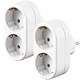 2PCS Doppelstecker für Steckdose 2 Fach Steckdosenverteiler Mehrfachstecker für Haus Büro Küche