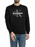 Calvin Klein Herren Sweatshirt Monologo Fleece mit Rundhalsausschnitt, Schwarz (Black), XL