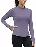 IECCP Thermounterwäsche Damen Sport mit Daumenlöch Langarm Sportshirt Sweatshirt Activewear für Wander Gym Yoga Laufen