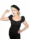 Ro Rox Schwarzes Retro-Top im 50er-Jahre-Vintage-Stil mit Puffärmeln und Schleife, Rockabilly-Mode, Schwarz, XL