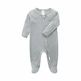 KIDDLETOWN Baby Schlafanzug, Baby Strampler, Neugeborene Strampler Doppelreißverschluss, Baumwolle Langarm Schlafanzug Neugeborene, Schlafstrampler Pyjam Kleidung für Junge Mädchen 0-3 Monate