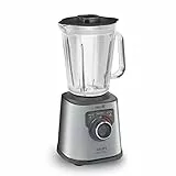 Krups KB403D Perfectmix + Hochleistungsstandmixer, 1.200W, 28.000 UpM, 2L Glasbehälter, 3 voreingestellte Programme, Powelix- Technologie, Edelstahl/Dunkelgrau