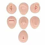 Sonew Silikon Flexibles Piercing Modell, Menschliches Ohr Augen Nase Mund Zungen und Bauchnabel Modell aus Silikon für Piercing Übungen, Schmuck Display, Nahtübungen(Helle Hautfarbe)
