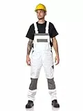 DINOZAVR Fortum Arbeitshosen Männer Latzhose Herren Arbeitshose - Arbeitslatzhose Herren mit Elastischem Bund, Cordura-Verstärkungen, Vordertaschen, Brusttaschen, Cargotasche, Werkzeugtasche Weiß 56