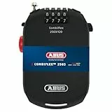 ABUS Spezialschloss Combiflex 2503/120 - Geeignet als Gepäcksicherung, Skischloss, Helmsicherung - 120 cm Stahlkabel - mit Zahlencode - Schwarz