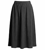 Van Der Rich ® - Ausgestellter Sommerrock mit Hoher Taille aus Strukturgewebe Midi-Länge - Damen (Schwarz, L-XL)