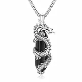 CUOKA MIRACLE Drachen Kette 925 Sterling Silber Herren Drachen Anhänger Halskette für Damen Oxidiert Unisex Drachen Schmuck Valentinstag Geschenke für Männer Mädchen