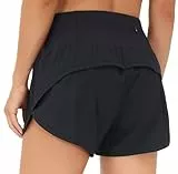 THE GYM PEOPLE Damen Sport Shorts High Waist Sporthose Kurz Laufhose 2 in 1 mit Tasche und Netzfutter Schnelltrocknend für Running Tennis Volleyball Workout