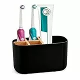 BelleFlair Zahnbürstenhalter Bad Organizer mit 5 Fächern für elektrische Zahnbürste, Zahnpasta Halter für Waschtisch, Bathroom Organizer Toothbrush Holder (Schwarz)