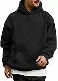WINKEEY Hoodie Herren Kapuzenpullover Pulli Casual Hoody Pullover Langarm Sweatshirt Herbst Winter Oberteile Fashion Streetwear Mit Taschen,Schwarz M