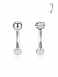 PiercingJak Bauchnabelpiercing Silber Chirurgenstahl Barbell Piercing Rook Banane mit Kugel Glitzer Zirkonia Innengewinde Bauchnabel Ring 10mm 14G Nabelpiercing Körper Schmuck für Frauen Mann