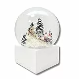 Minium Collection 20112 Schneekugel Weihnacht Santa im Schlitten Winter auf Sockel weiß eck, Pure-Line, Durchmesser 100mm