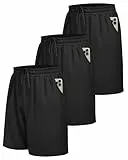 BOOJO 3er Pack Sporthose Herren Kurz Hosen mit Taschen Sport Shorts Schnell Trocknend Trainingshose für Gym Fitness(Schwarz*3,3XL)