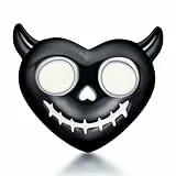 LaMenars Damen Charm Anhänger für Armbänd Glow-in-the-dark Devil Skull Black Heart Zirconia 925 Sterling Silber Bead Women Halskette,Schmuck Geschenk Weihnachten,Abschlusssaison,Valentinstag,Muttertag