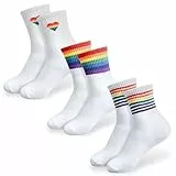 mtuihfo 3 Paar Regenbogen Socken, Pride Socken für Damen und Herren Bunte Unisex Crew Tennissocken für LGBTQ Party Accessoires