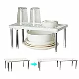 fuxunamz Erweiterbarer Küchenregal Organizer Schrank Regaleinsatz - Küchenschrank Aufbewahrungsregal Reistehendes Gewürzregal Ausziehbar Schrankregal aus Kunststoff für Arbeitsplatte und Küche, weiß