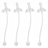 HEMOTON 4 Stück Silikon-Trinkhalme mit Gewichten, Trinkflasche, Ersatz-Trinkhalme, breite Öffnung für Tassen (transparent)