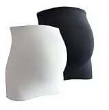 mama band Schwangerschaft Bauchband für die Babykugel im Doppelpack – Rückenwärmer und Shirtverlängerung für Schwangere – Elastische Umstandsmode Schwarz/Weiß 38-42