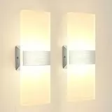 Lureshine Wandleuchte Innen 12W Acry LED Wandlampe Up Down Wandbeleuchtung 29cm Moderne 3000K für Flur Wohnzimmer Schlafzimmer Treppenhaus Warmweiß（2 Stück）