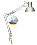 MAUL Schreibtischlampe MAULstudy | Verstellbare Klemmleuchte mit Gelenkarm für Büro und Schreibtisch | Elegante Schreibtischlampe LED aus Metall | Exklusive LED-Leuchtmittel | Silber