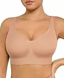 FeelinGirl BH Damen ohne Bügel Seamless Push Up Komfort Klassische BHS Große Brüste Starker Halt 3 Haken-Rückenverschluss Beige M