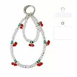 ZeroNever Handy-Armband mit Kristallperlen und Kirsch-Anhängern, transparent und rot, 15,2 cm (weiß)