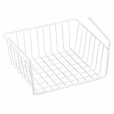 MSV Hängekorb aus Metall - 30 x 25,5 x 14 cm - Weiß - Aufbewahrungs-Korb für Küchenschränke Kleiderschränke Regale Unterbauschrank Unterbau-Regal, Pequeña