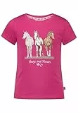 SALT AND PEPPER BY KIDS PARK Mädchen Pferde Print und Glitzer aus S.Jersey T-Shirt, Camelia pink, 128 cm-134 cm