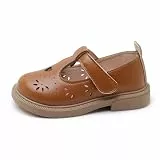 RVROVIC Kleine Mädchen Mary Jane Flats Gracy Ballett Prinzessin Kleinkind Kleid Schuhe Schule Geburtstag Party(3-Braun,22 EU)