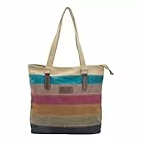 Shengxi Multi-color Striped Umhängetasche Damen Große Kapazität Schultertasche Vintage Henkeltaschen Große Kapazität Tote Beutel für Schule Arbeit Reise Shopper