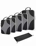 BAGSMART Packing Cubes Compression 6 Stück, Rucksack Koffer Organizer Packtaschen, Reise Kompressionsbeutel Wasserdicht Packwürfel Kompression, Travel Essentials Kofferorganizer