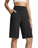 G4Free EverGoing Bermuda Shorts Damen mit Taschen 10' Knee Length Sport Casual Sommer Kurz Caprihose(Schwarz,XL)