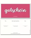 Frank Paperman® | 120x Gutschein für Kunden | Magenta | Geschenkgutscheine zum selbst Ausfüllen als Gutschein Vorlage | Gutschein Vordruck im Format DIN lang