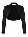 KOJOOIN Damen Bolero Kurze Strickjacke Festlich Kurz Cardigan Elegant Schulterjacke A-Schwarz M（Verpackung MEHRWEG）