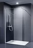 DUSAR Duschwand 120x200 cm Palladium Walk In Neo 8 mm Glaswand mit Nano Clean Beschichtung Glasversiegelung Duschabtrennung Duschkabine begehbare Dusche 1200 x 2000 mm (116-117,5 cm)