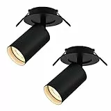 BOYIR 2 x LED Deckenstrahler 1 flammig Schwarz Drehbar und Schwenkbar Deckenlampe GU10 Deckenspot Spot Lampe für Wohnzimmer, Schlafzimmer, Gänge, Ohne Leuchtmittel