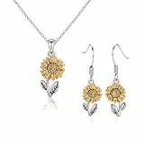 HDGSAFD 1 Paar Sonnenblumen-Ohrringe Und 1 Sonnenblumen-Halskette, Kreativer Schmuck, Modischer Einfacher Schmuck, Damenschmuck