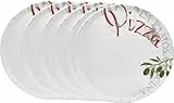 Van Well Famosa italienische Pizzateller groß ø 33cm weiß 6er Set – Porzellan XL Teller für Pizza, Pasta & Salat – Mikrowellen geeignet, spülmaschinenfest, gut stapelbar (Famosa, 6 Teller)