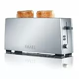 GRAEF Langschlitztoaster TO90 Silber mit Brötchenaufsatz, für lange Brotscheiben, Nachhebevorrichtung, Edelstahlkrümelschublade, 6 Bräunungsstufen, Defrost-Taste