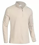 GLESTORE Sweatshirt Herren Langarm Golf 1/4 Zip Sweater Ohne Kapuze Stehkragen Pullover Weiß&Mandel XXL